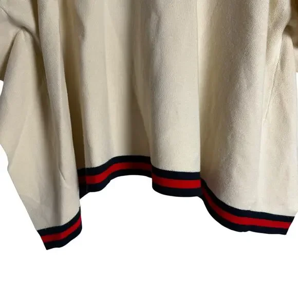 Tuckernuck Camden Ivory Striped V-Neck Soft Knit Poncho Cape Sweater One Size - Picture 13 of 15